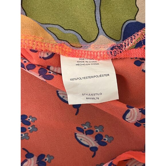 Fig & Flower Colorful Floral Feminine Button Long Sleeve Shirt Blouse Top XL - Picture 8 of 9